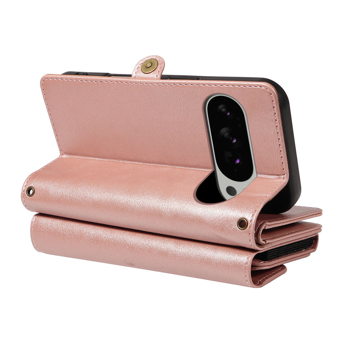 For Google Pixel 9 Pro XL / Google Pixel 10 Pro XL Case YIKATU YK-008 Zipper Wallet Leather Phone Cover with Shoulder Strap