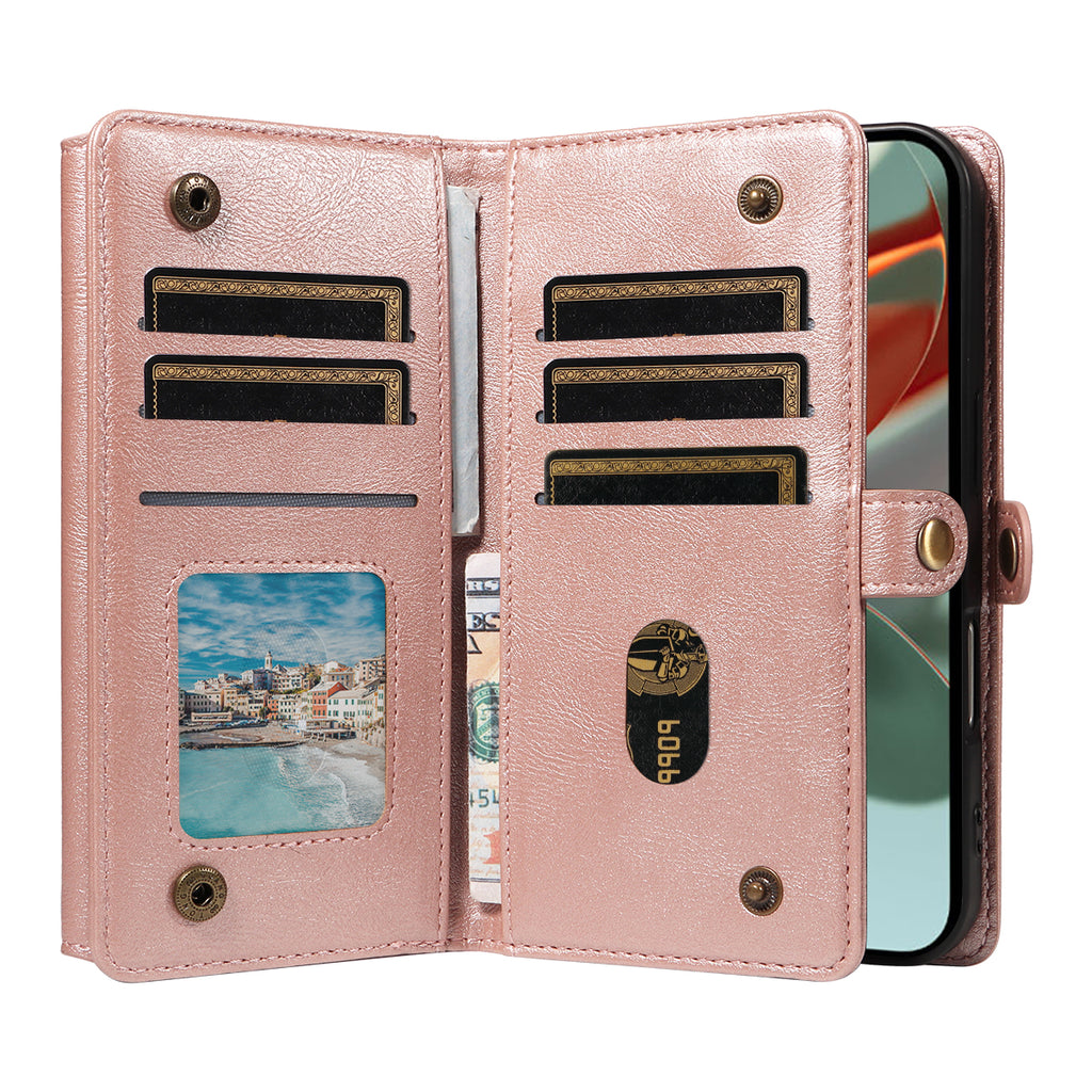 For Google Pixel 9 Pro XL / Google Pixel 10 Pro XL Case YIKATU YK-008 Zipper Wallet Leather Phone Cover with Shoulder Strap