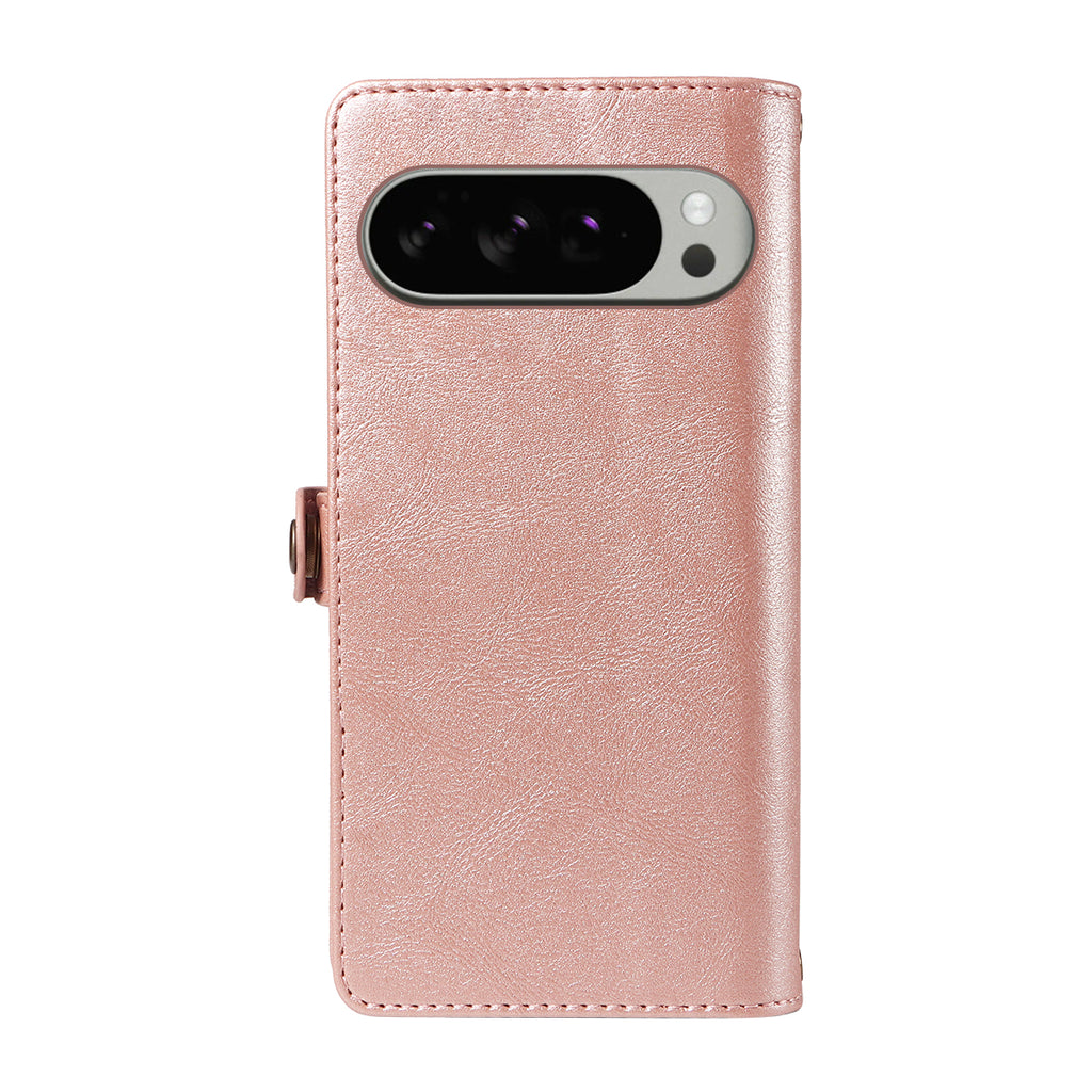 For Google Pixel 9 Pro XL / Google Pixel 10 Pro XL Case YIKATU YK-008 Zipper Wallet Leather Phone Cover with Shoulder Strap