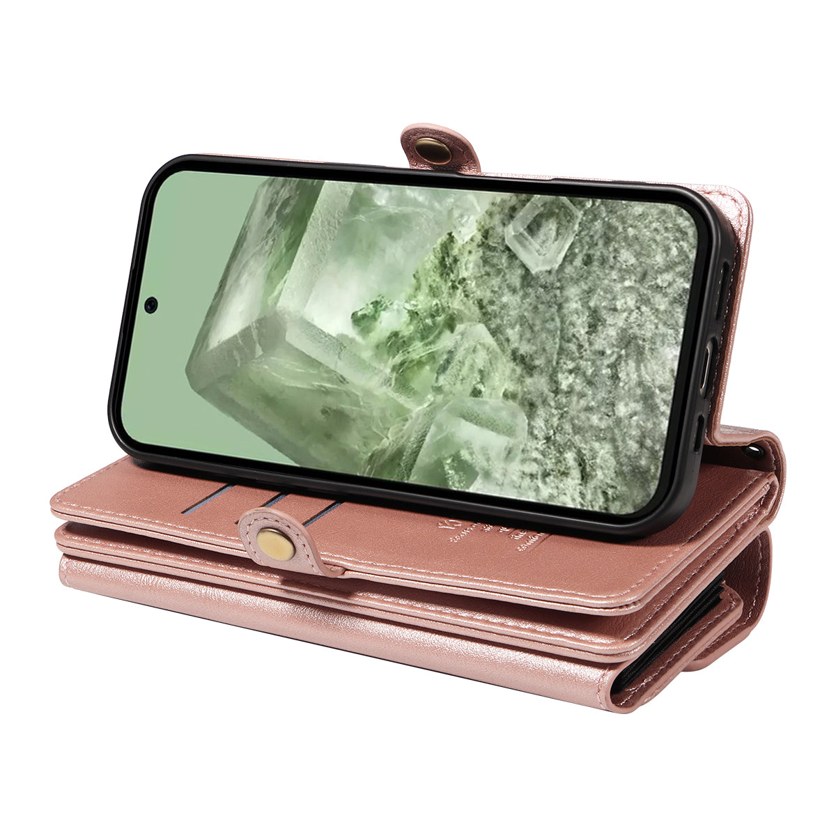 For Google Pixel 8a Case YIKATU YK-008 Zipper Wallet Leather Phone Cover with Shoulder Strap