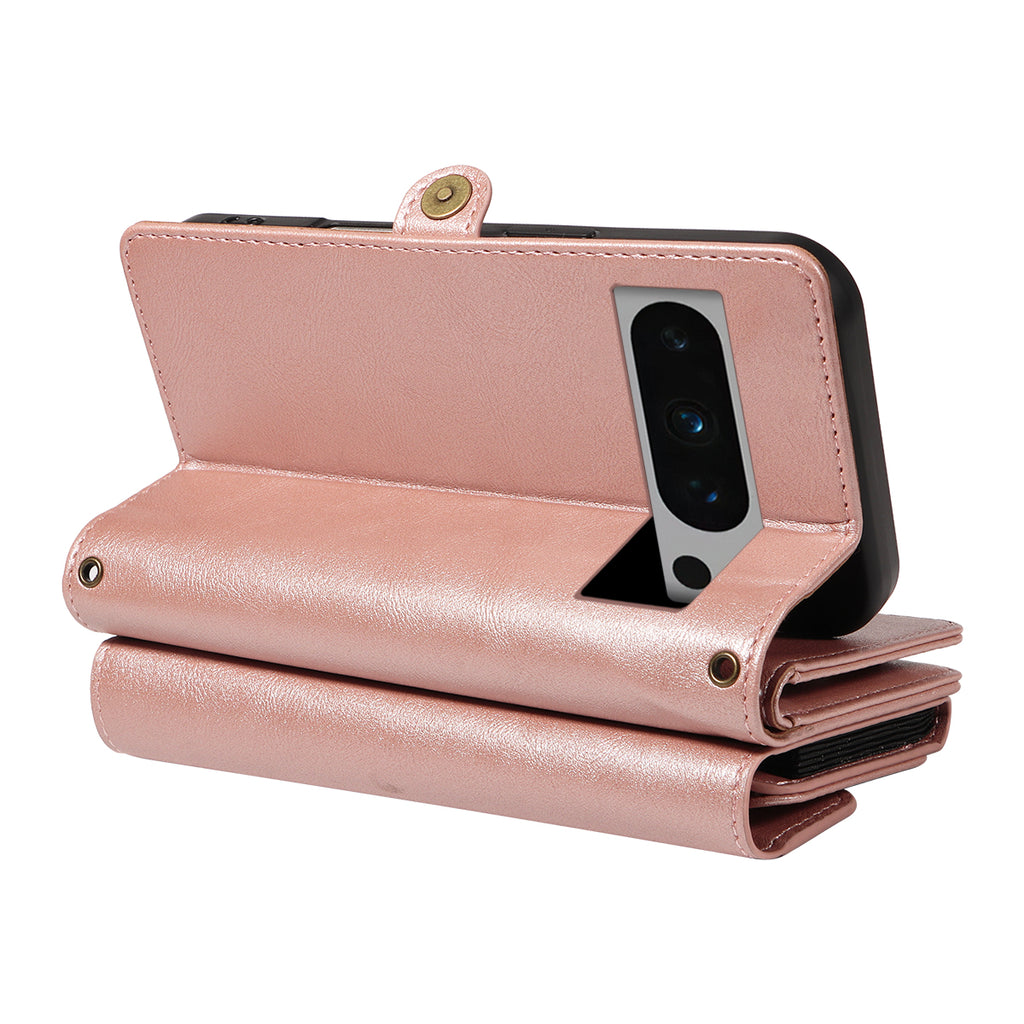 For Google Pixel 8 Pro Case YIKATU YK-008 Zipper Wallet Leather Phone Cover with Shoulder Strap