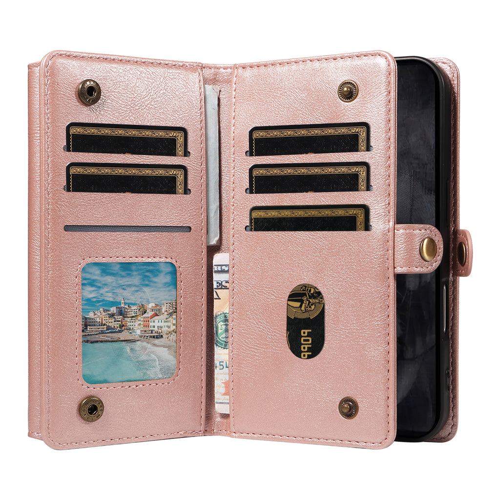 For Google Pixel 8 Pro Case YIKATU YK-008 Zipper Wallet Leather Phone Cover with Shoulder Strap