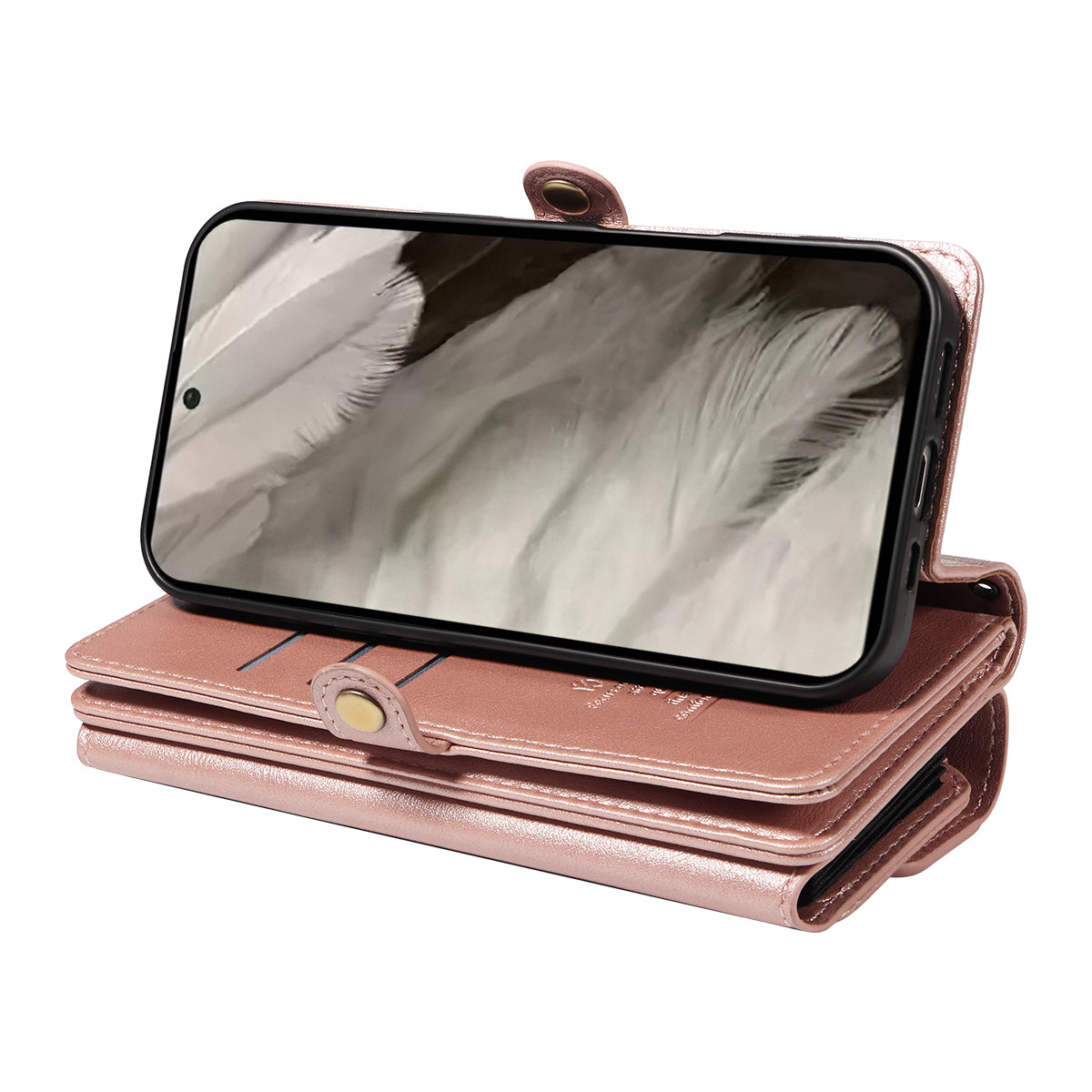 For Google Pixel 8 Case YIKATU YK-008 Zipper Wallet Leather Phone Cover with Shoulder Strap