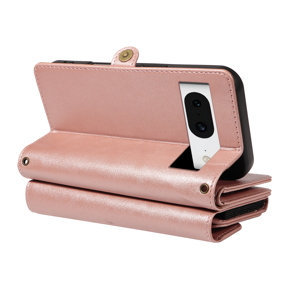 For Google Pixel 8 Case YIKATU YK-008 Zipper Wallet Leather Phone Cover with Shoulder Strap