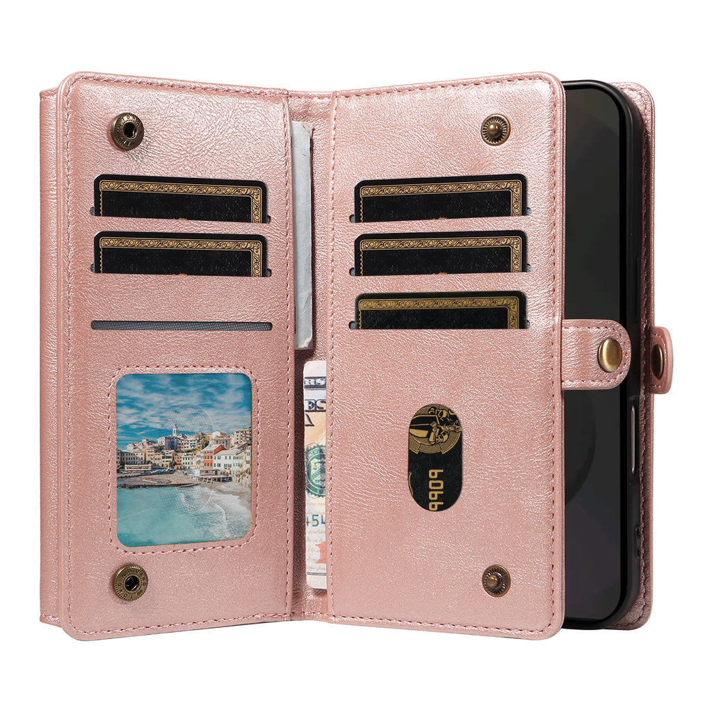 For Samsung Galaxy S25 FE Case YIKATU YK-008 Zipper Wallet Leather Phone Cover with Shoulder Strap