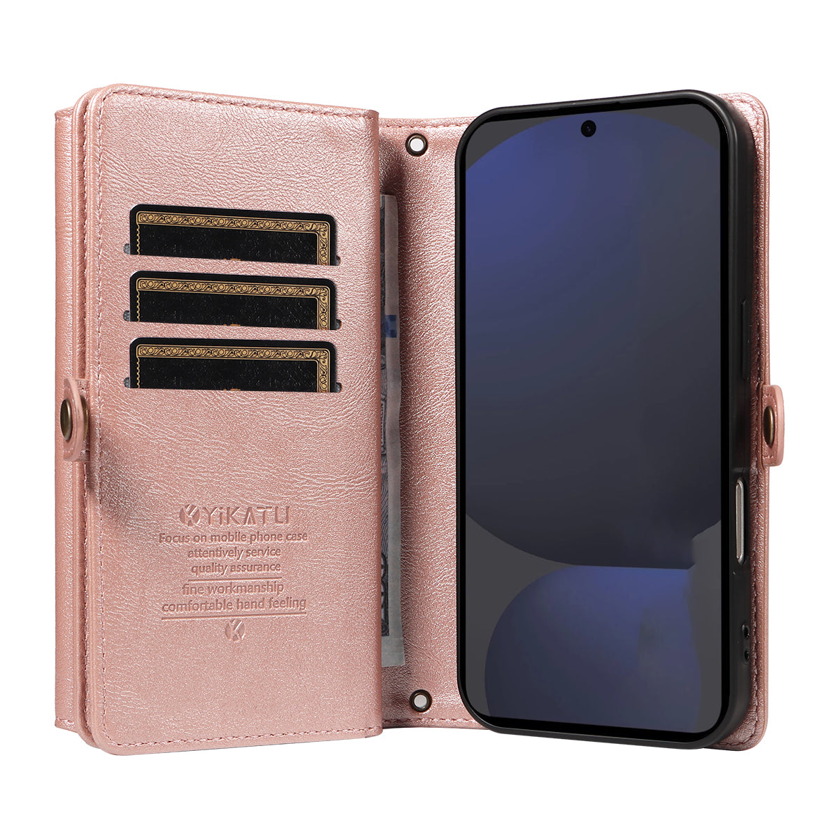 For Samsung Galaxy S24 FE Case YIKATU YK-008 Zipper Wallet Leather Phone Cover with Shoulder Strap