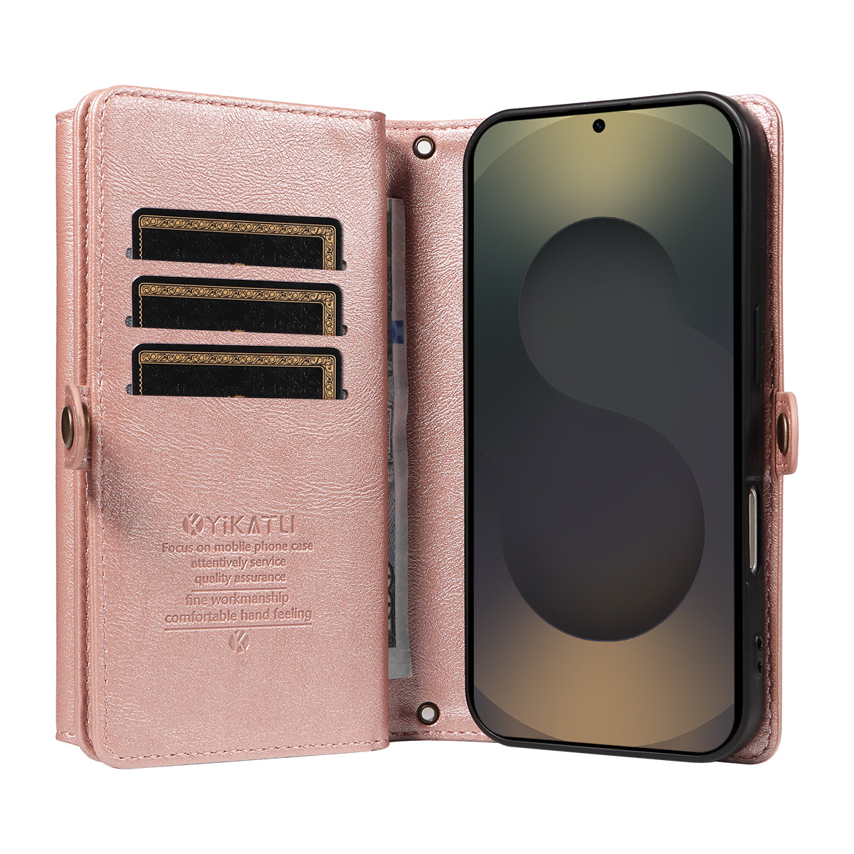 For Samsung Galaxy S25 Ultra Case YIKATU YK-008 Zipper Wallet Leather Phone Cover with Shoulder Strap