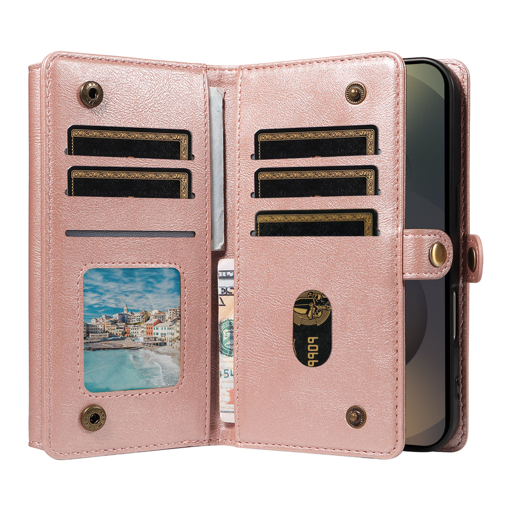 For Samsung Galaxy S25 Ultra Case YIKATU YK-008 Zipper Wallet Leather Phone Cover with Shoulder Strap