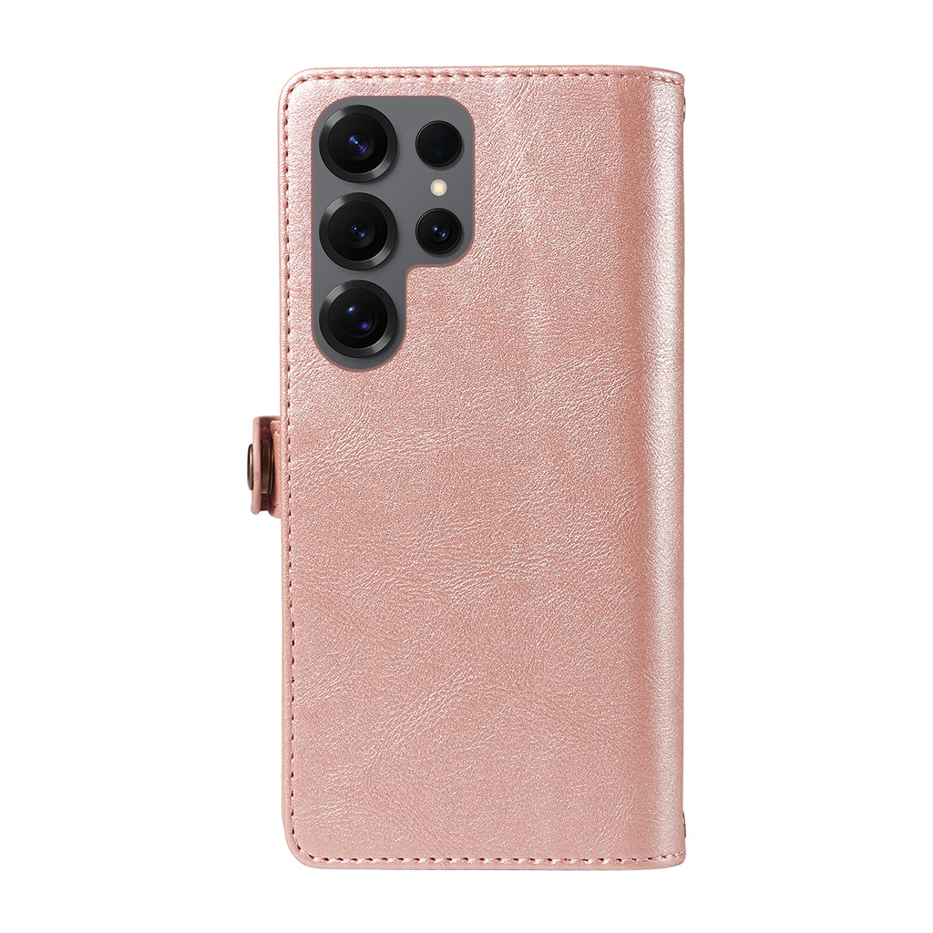 For Samsung Galaxy S25 Ultra Case YIKATU YK-008 Zipper Wallet Leather Phone Cover with Shoulder Strap