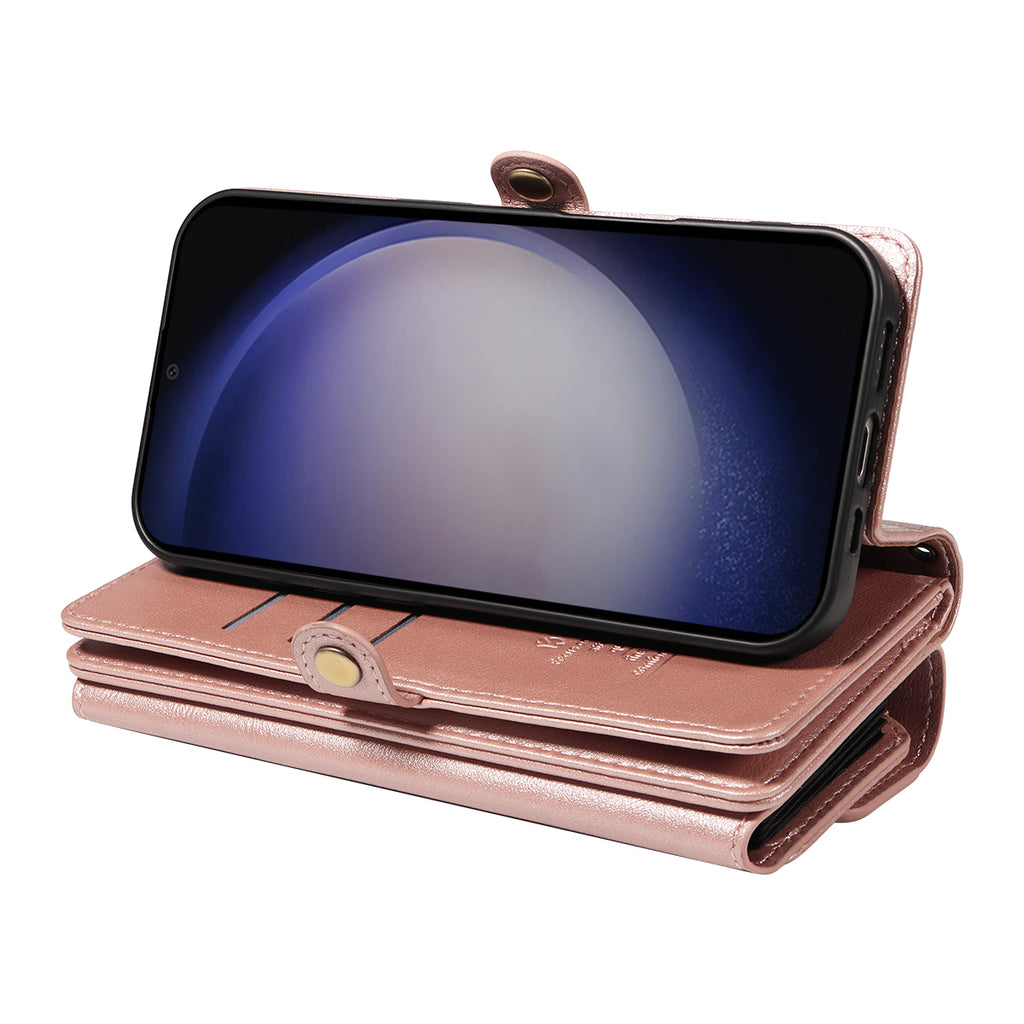 For Samsung Galaxy S25+ / Galaxy S24+ Case YIKATU YK-008 Zipper Wallet Leather Phone Cover with Shoulder Strap