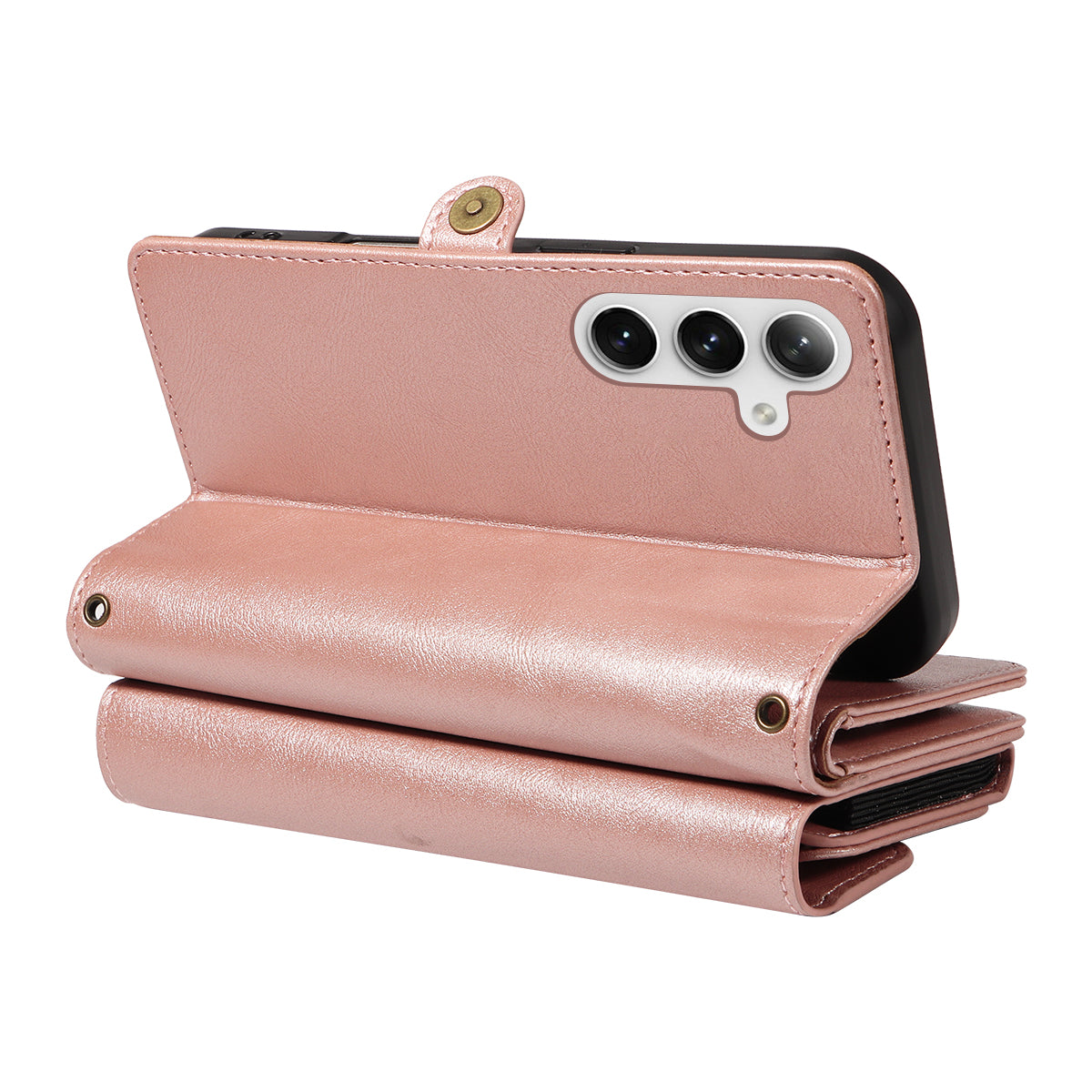 For Samsung Galaxy S25+ / Galaxy S24+ Case YIKATU YK-008 Zipper Wallet Leather Phone Cover with Shoulder Strap