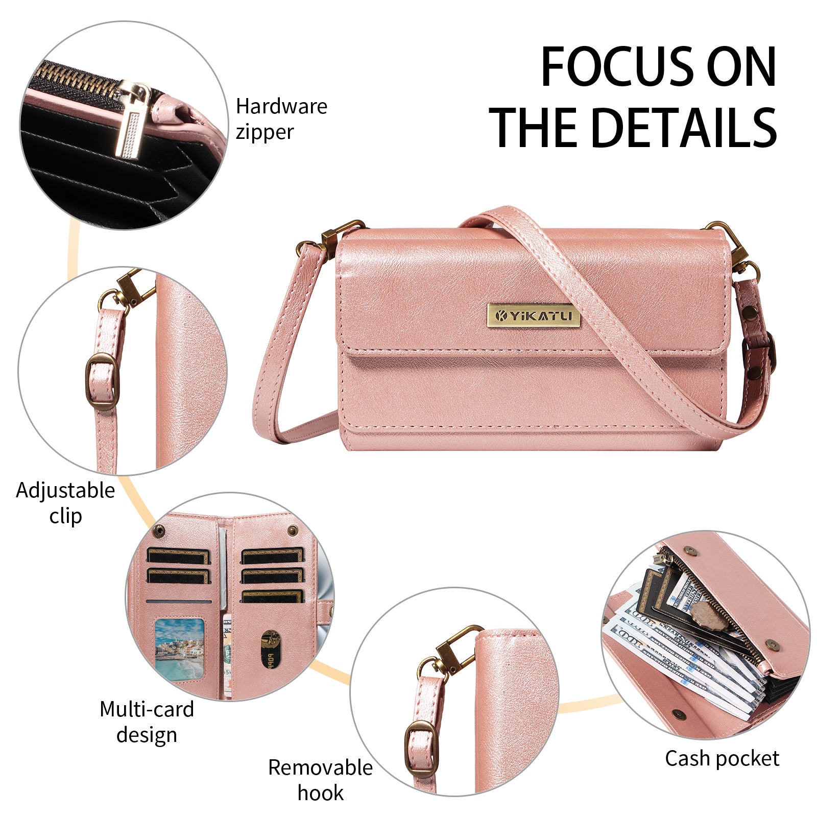 For Samsung Galaxy S25+ / Galaxy S24+ Case YIKATU YK-008 Zipper Wallet Leather Phone Cover with Shoulder Strap