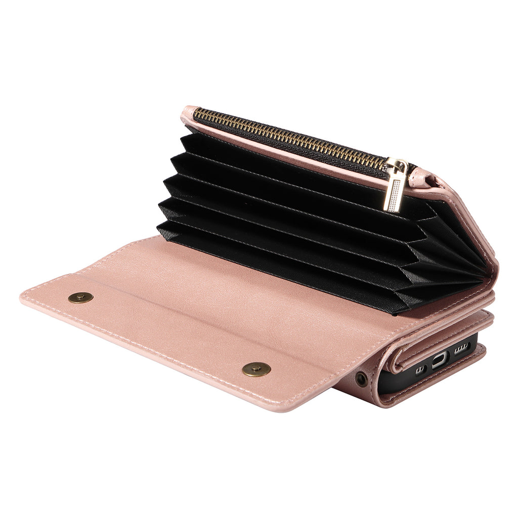 For Samsung Galaxy S25+ / Galaxy S24+ Case YIKATU YK-008 Zipper Wallet Leather Phone Cover with Shoulder Strap