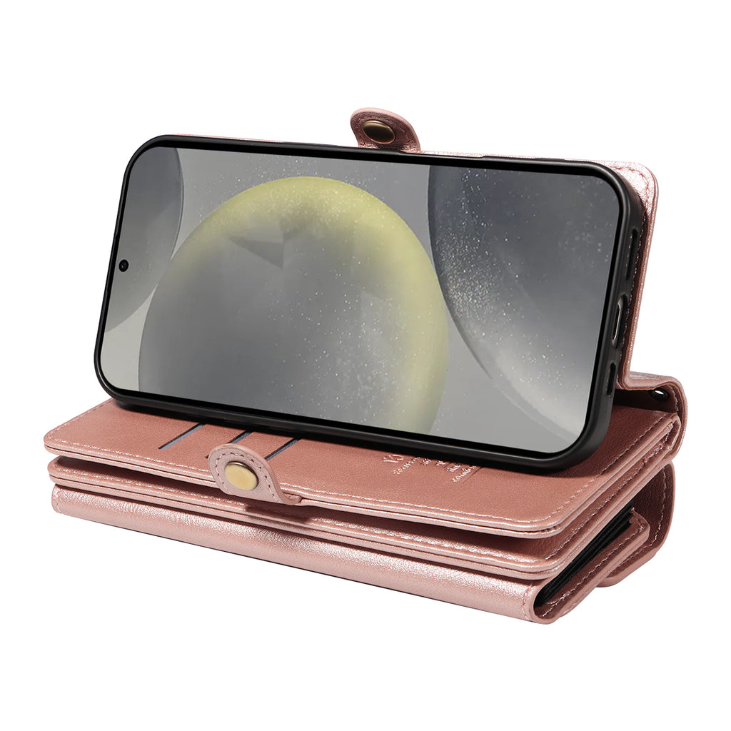 For Samsung Galaxy S25 / Galaxy S24 Case YIKATU YK-008 Zipper Wallet Leather Phone Cover with Shoulder Strap