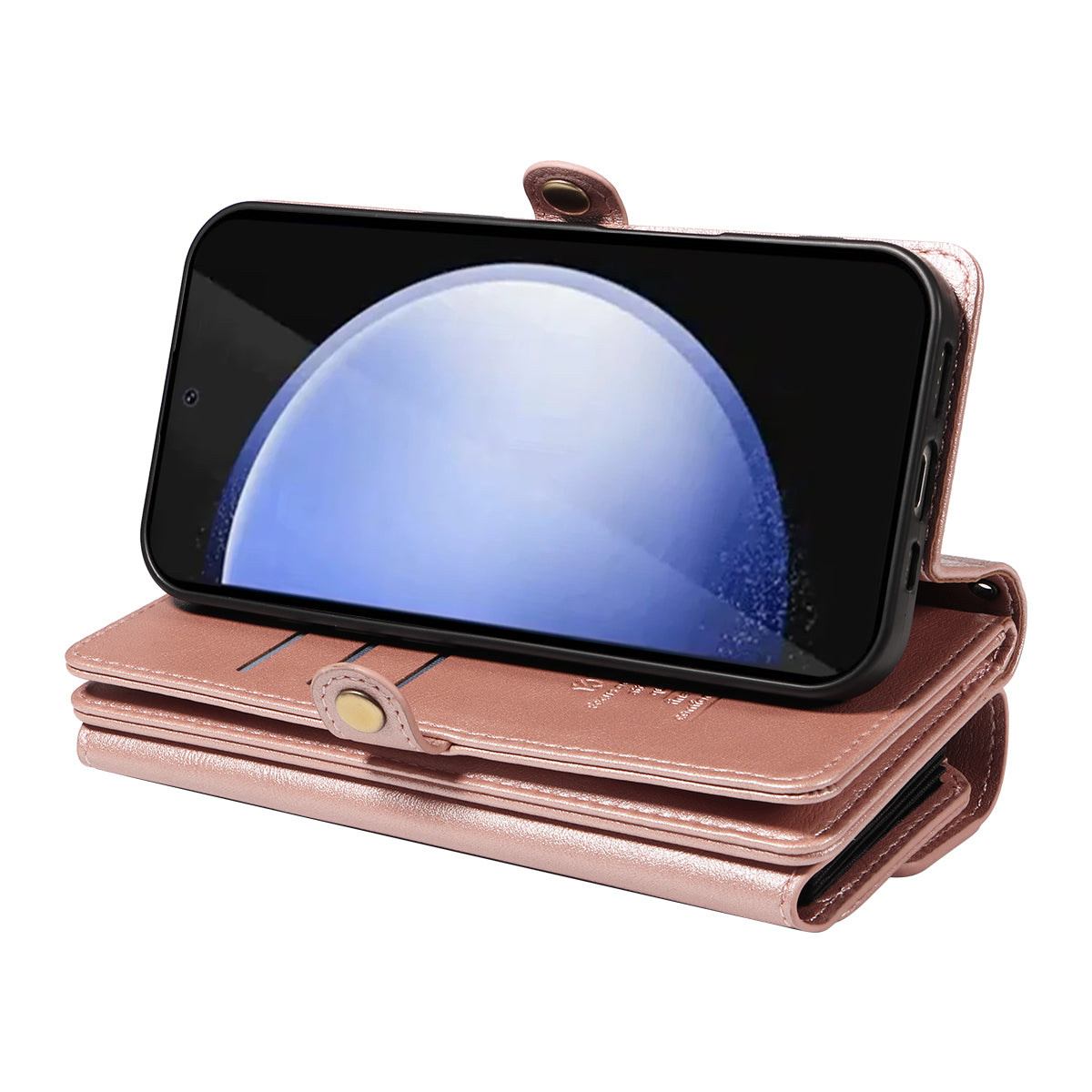 For Samsung Galaxy S23 FE Case YIKATU YK-008 Zipper Wallet Leather Phone Cover with Shoulder Strap