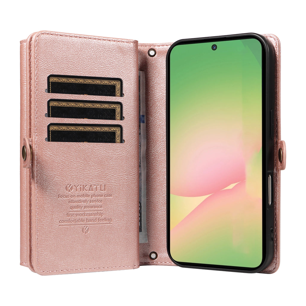 For Samsung Galaxy A56 5G / Galaxy M56 5G Case YIKATU YK-008 Zipper Wallet Leather Phone Cover with Shoulder Strap