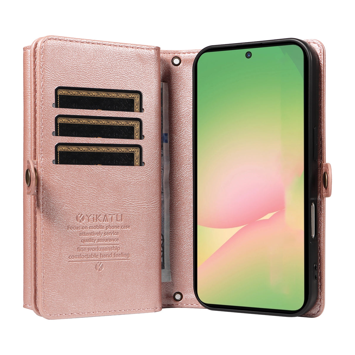 For Samsung Galaxy A56 5G / Galaxy M56 5G Case YIKATU YK-008 Zipper Wallet Leather Phone Cover with Shoulder Strap