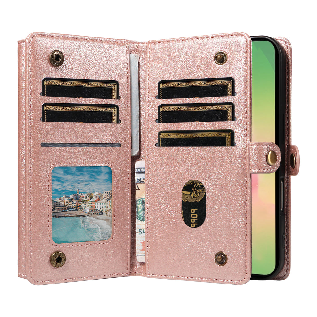 For Samsung Galaxy A56 5G / Galaxy M56 5G Case YIKATU YK-008 Zipper Wallet Leather Phone Cover with Shoulder Strap