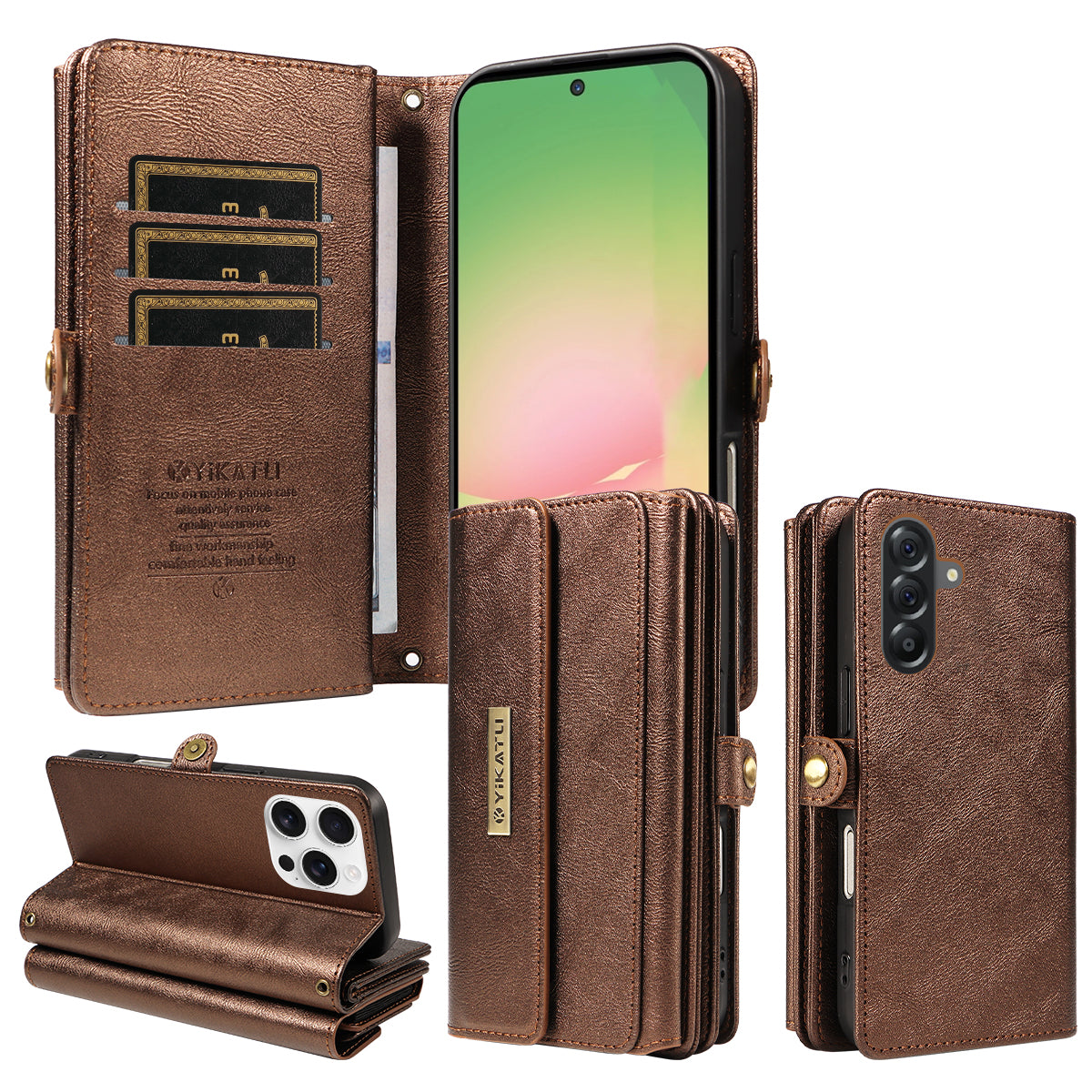 For Samsung Galaxy A56 5G / Galaxy M56 5G Case YIKATU YK-008 Zipper Wallet Leather Phone Cover with Shoulder Strap