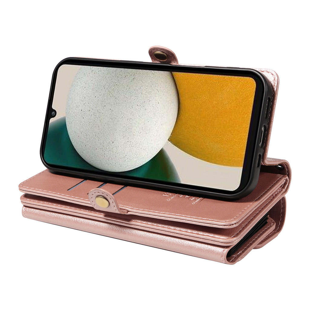 For Samsung Galaxy A34 5G Case YIKATU YK-008 Zipper Wallet Leather Phone Cover with Shoulder Strap