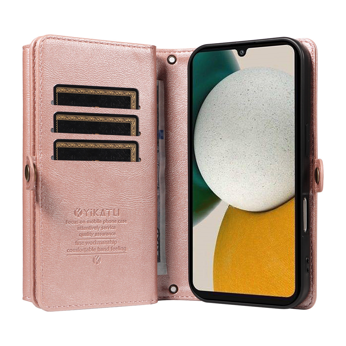 For Samsung Galaxy A34 5G Case YIKATU YK-008 Zipper Wallet Leather Phone Cover with Shoulder Strap