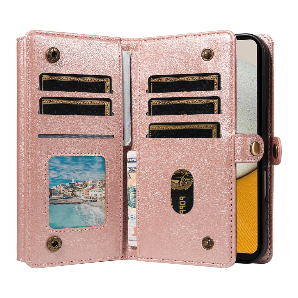 For Samsung Galaxy A34 5G Case YIKATU YK-008 Zipper Wallet Leather Phone Cover with Shoulder Strap