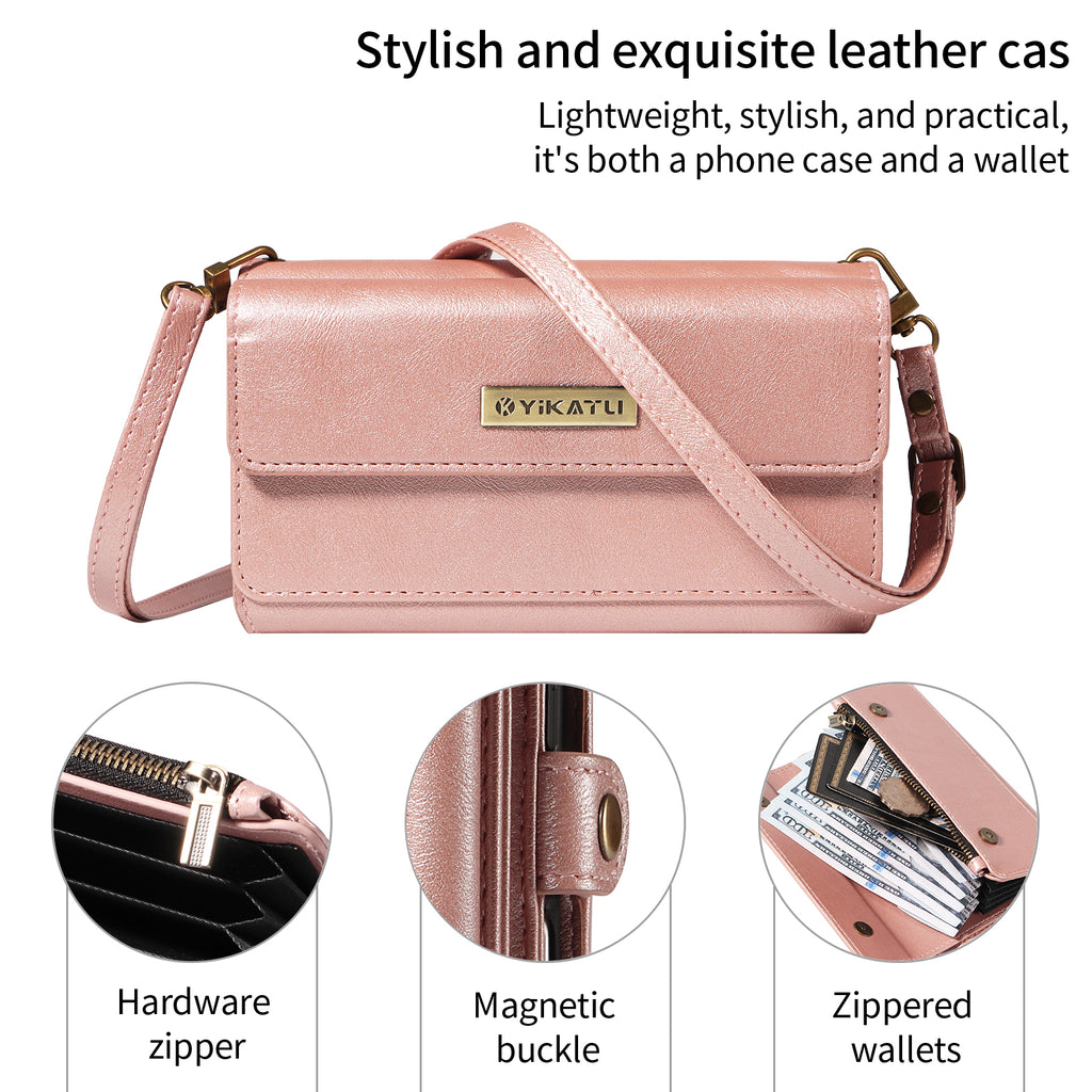 For Samsung Galaxy A34 5G Case YIKATU YK-008 Zipper Wallet Leather Phone Cover with Shoulder Strap