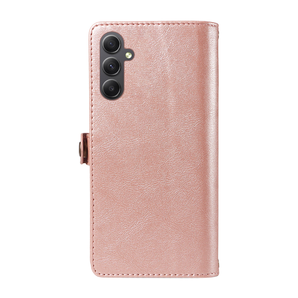 For Samsung Galaxy A34 5G Case YIKATU YK-008 Zipper Wallet Leather Phone Cover with Shoulder Strap