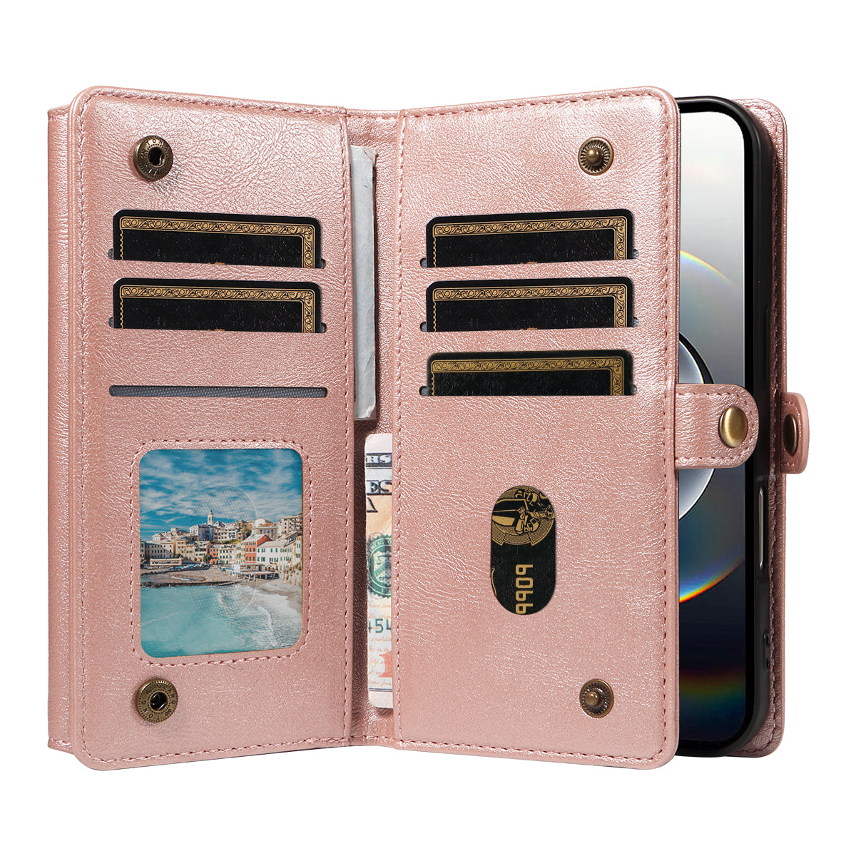 For iPhone 16e Case YIKATU YK-008 Zipper Wallet Leather Phone Cover with Shoulder Strap