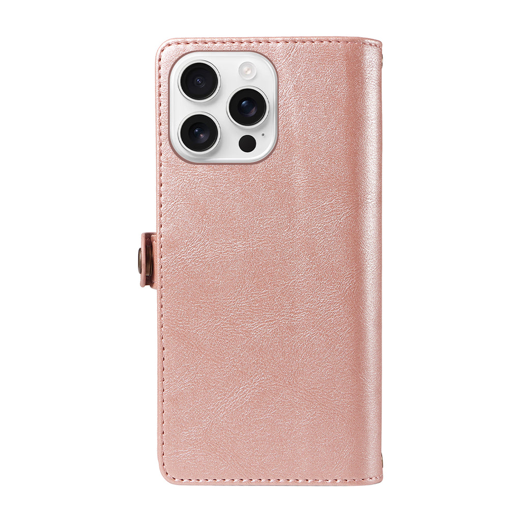 Étui portefeuille zippé en cuir YIKATU YK-008 pour iPhone 16 Pro Max avec bandoulière