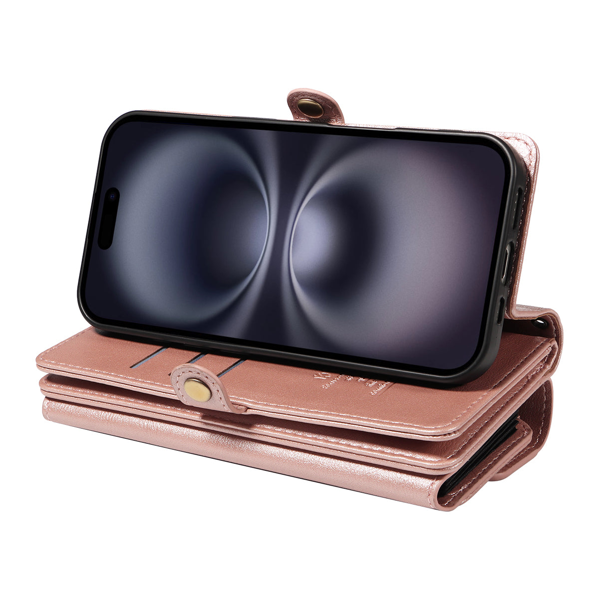 For iPhone 16 Plus Case YIKATU YK-008 Zipper Wallet Leather Phone Cover with Shoulder Strap