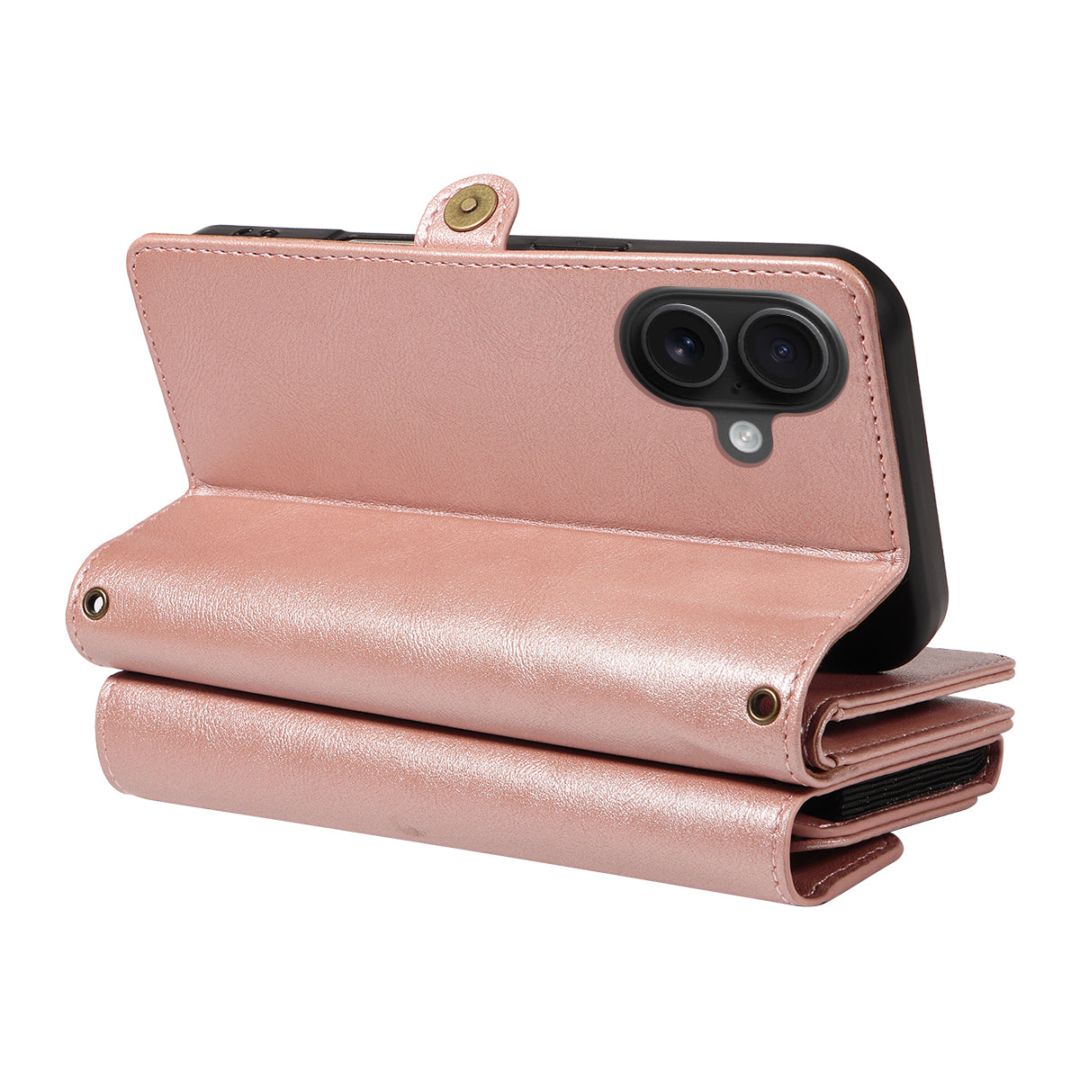 For iPhone 16 Plus Case YIKATU YK-008 Zipper Wallet Leather Phone Cover with Shoulder Strap