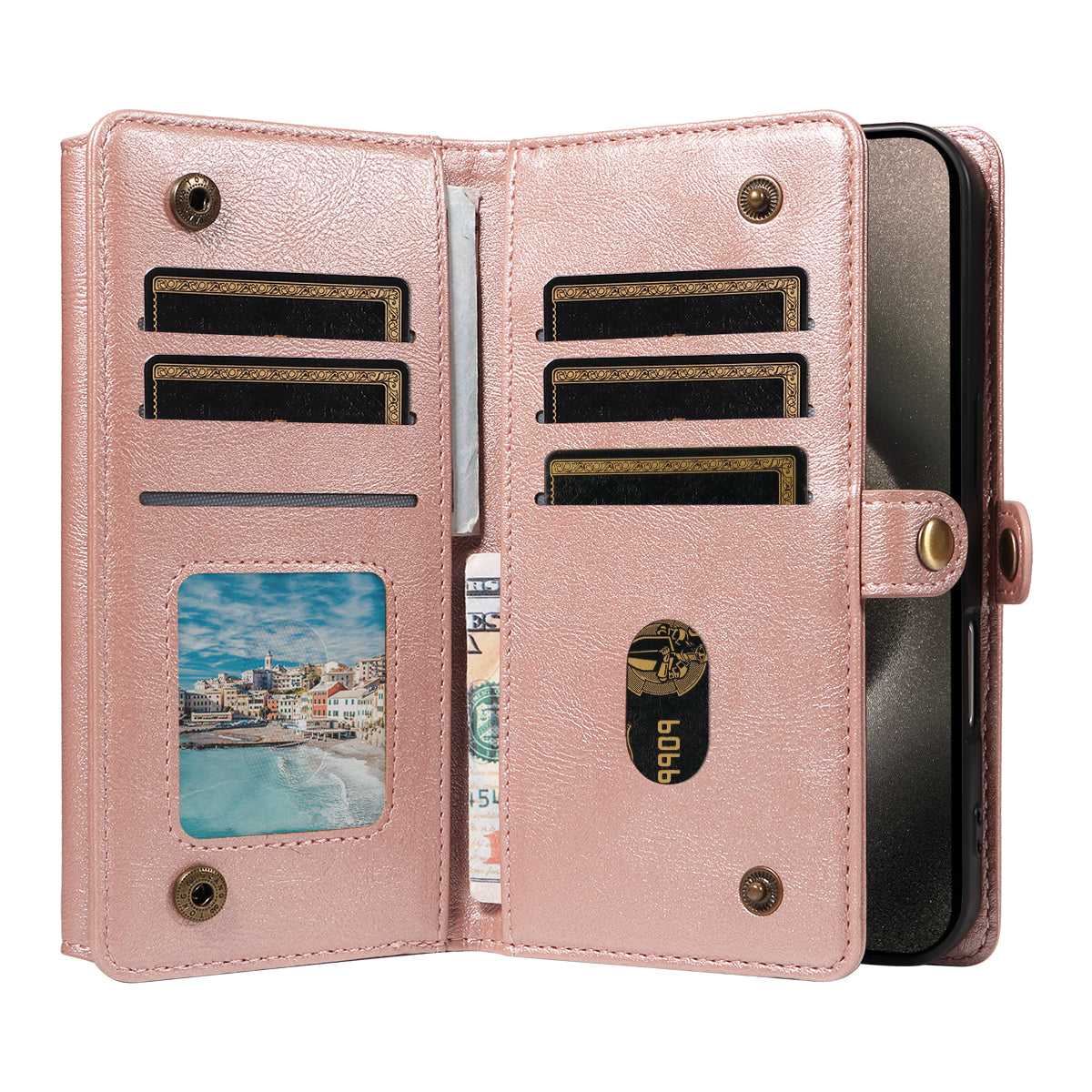 For iPhone 15 Pro Max Case YIKATU YK-008 Zipper Wallet Leather Phone Cover with Shoulder Strap