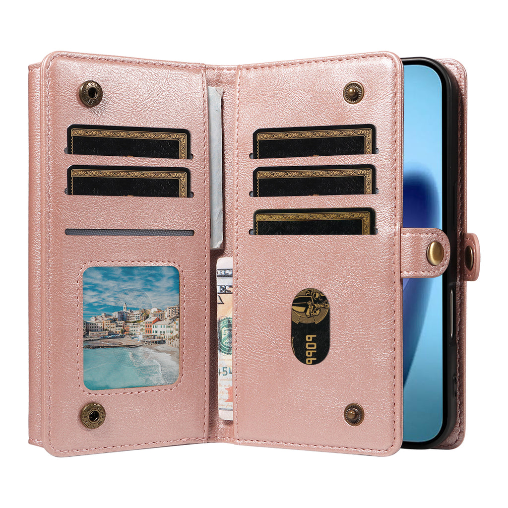 For iPhone Air Case YIKATU YK-008 Zipper Wallet Leather Phone Cover with Shoulder Strap