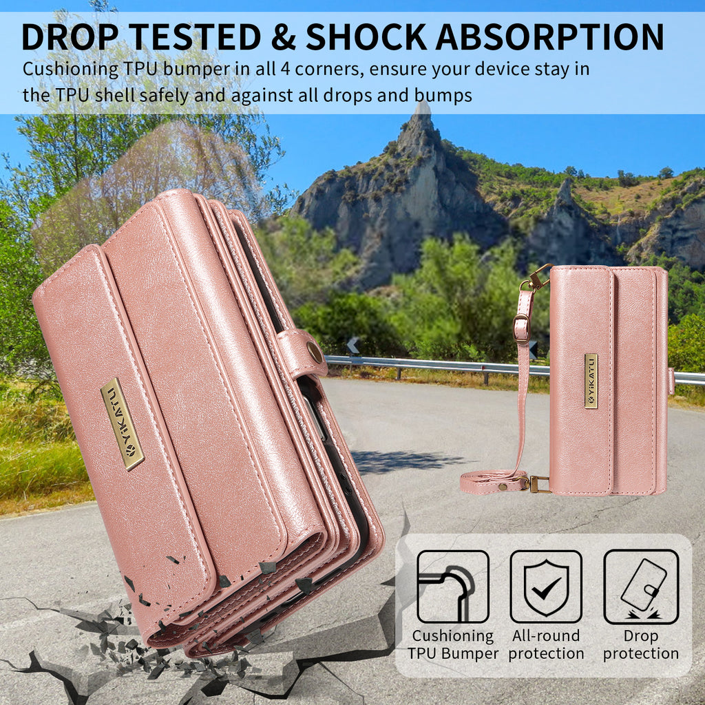 For iPhone Air Case YIKATU YK-008 Zipper Wallet Leather Phone Cover with Shoulder Strap