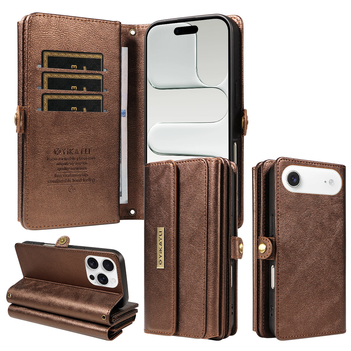 For iPhone Air Case YIKATU YK-008 Zipper Wallet Leather Phone Cover with Shoulder Strap