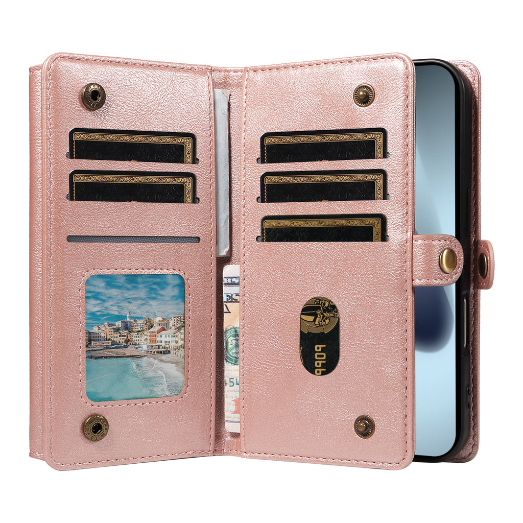 For iPhone 17 Pro Case YIKATU YK-008 Zipper Wallet Leather Phone Cover with Shoulder Strap