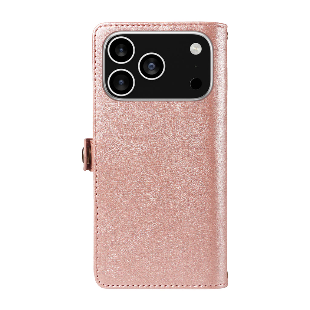 For iPhone 17 Pro Case YIKATU YK-008 Zipper Wallet Leather Phone Cover with Shoulder Strap