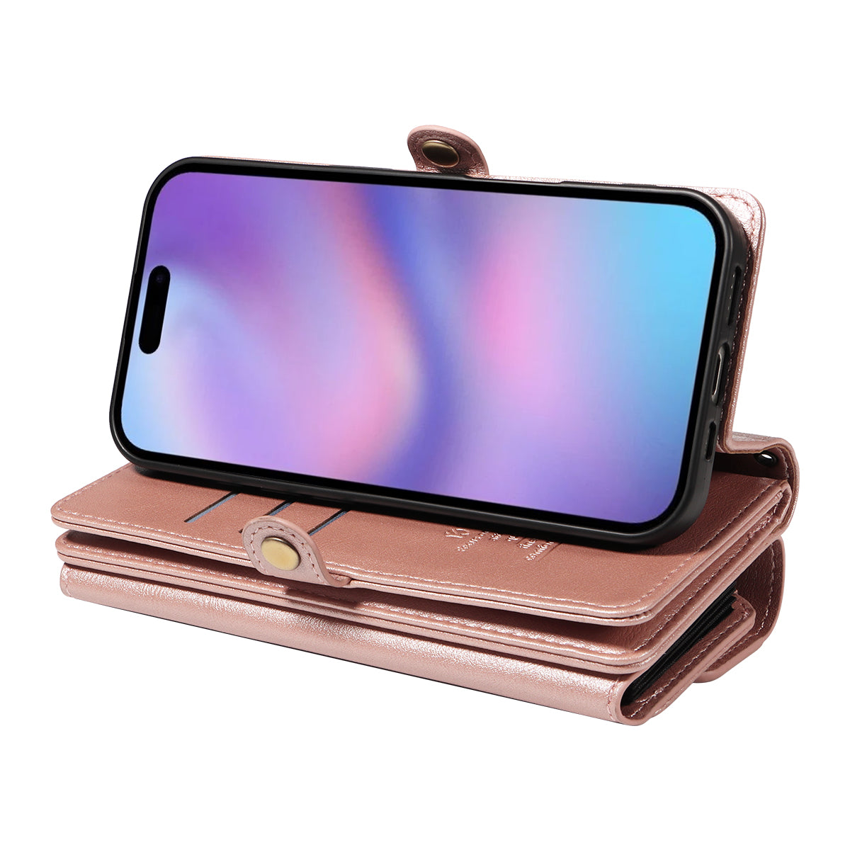 For iPhone 17 Case YIKATU YK-008 Zipper Wallet Leather Phone Cover with Shoulder Strap