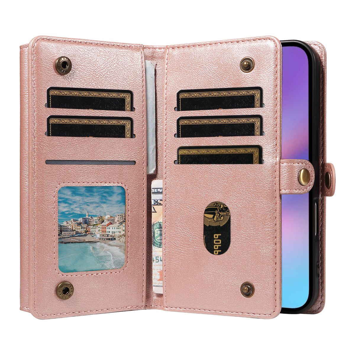 For iPhone 17 Case YIKATU YK-008 Zipper Wallet Leather Phone Cover with Shoulder Strap