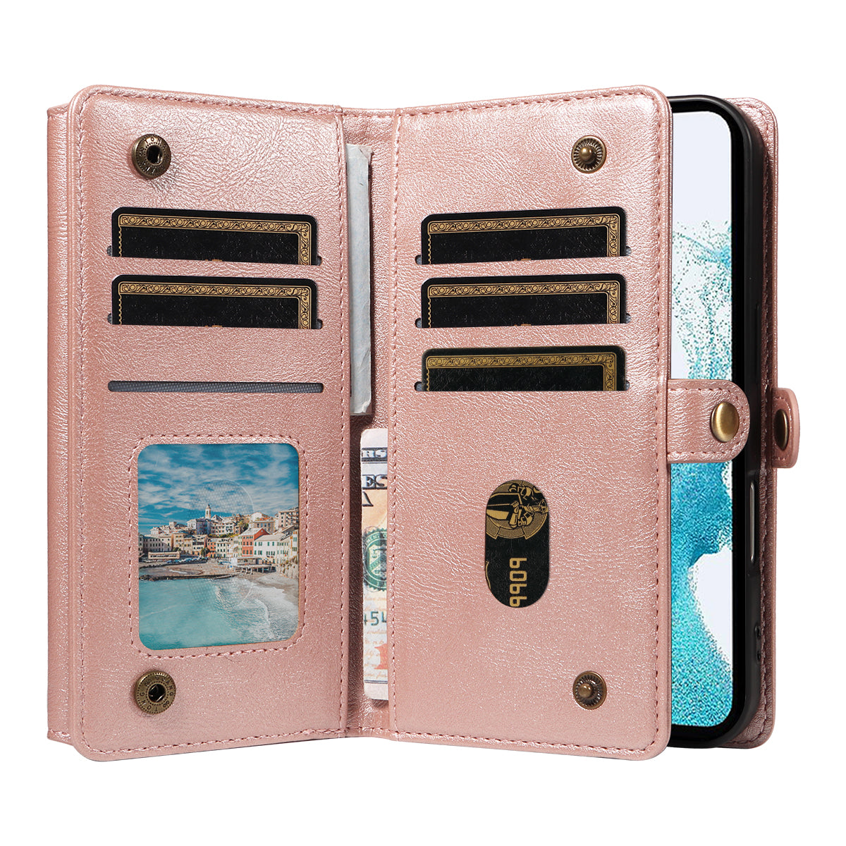 For Samsung Galaxy A54 5G Case YIKATU YK-008 Zipper Wallet Leather Phone Cover with Shoulder Strap