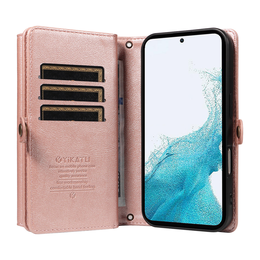 For Samsung Galaxy A54 5G Case YIKATU YK-008 Zipper Wallet Leather Phone Cover with Shoulder Strap
