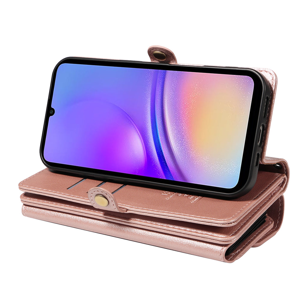 For Samsung Galaxy A05 4G Case YIKATU YK-008 Zipper Wallet Leather Phone Cover with Shoulder Strap