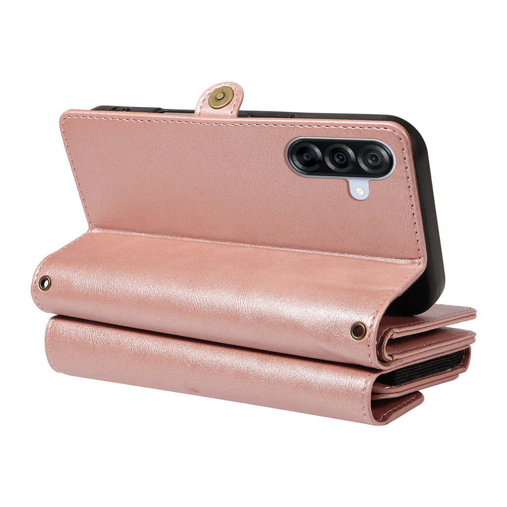 For Samsung Galaxy A36 5G Case YIKATU YK-008 Zipper Wallet Leather Phone Cover with Shoulder Strap