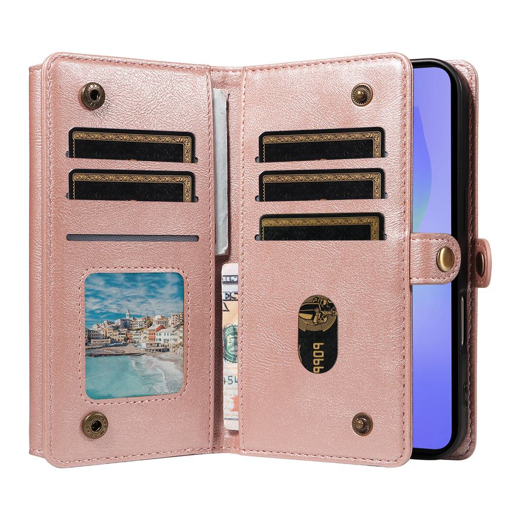 For Samsung Galaxy A36 5G Case YIKATU YK-008 Zipper Wallet Leather Phone Cover with Shoulder Strap