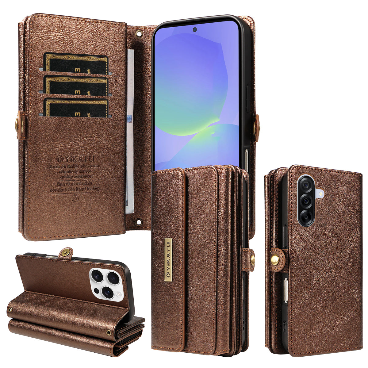 For Samsung Galaxy A36 5G Case YIKATU YK-008 Zipper Wallet Leather Phone Cover with Shoulder Strap