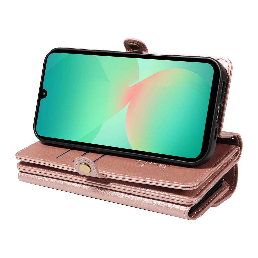 For Samsung Galaxy A16 4G / Galaxy A16 5G / Galaxy A26 5G Case YIKATU YK-008 Zipper Wallet Leather Phone Cover with Shoulder Strap