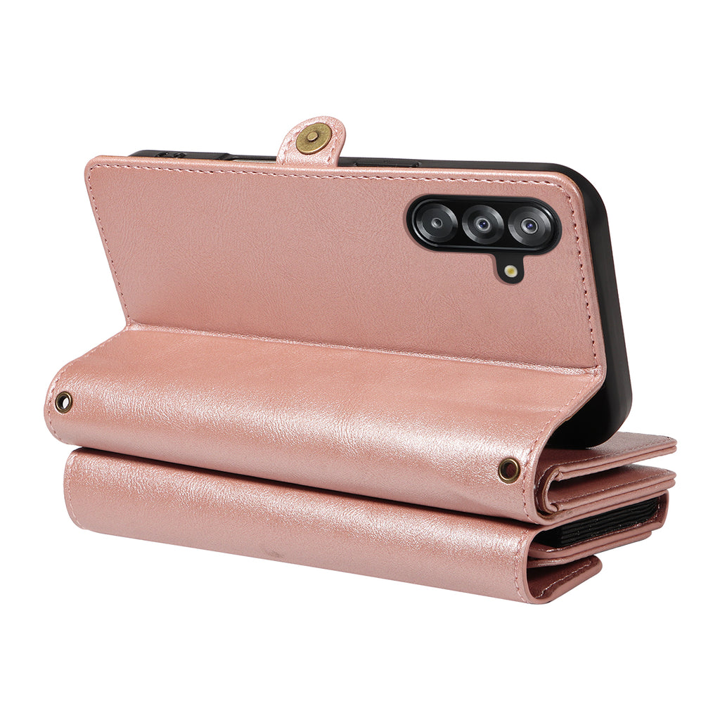 For Samsung Galaxy A16 4G / Galaxy A16 5G / Galaxy A26 5G Case YIKATU YK-008 Zipper Wallet Leather Phone Cover with Shoulder Strap