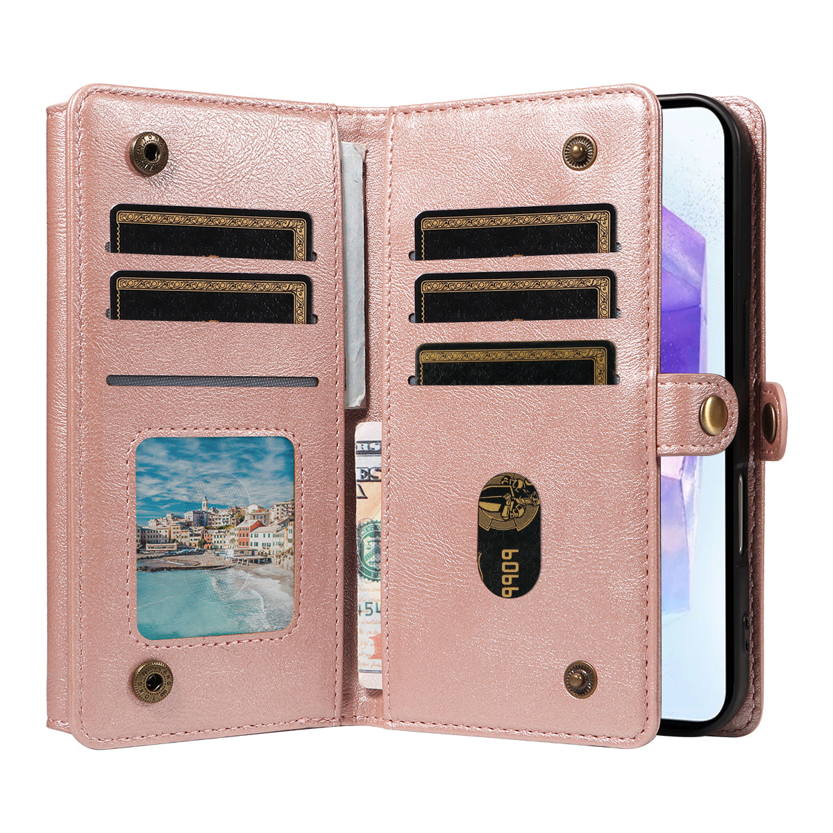 For Samsung Galaxy A55 5G Case YIKATU YK-008 Zipper Wallet Leather Phone Cover with Shoulder Strap