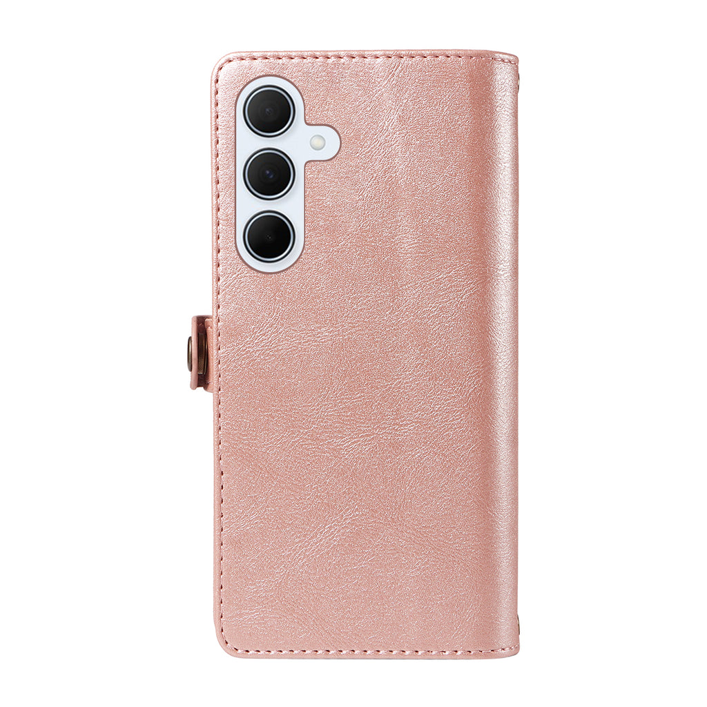 For Samsung Galaxy A35 5G Case YIKATU YK-008 Zipper Wallet Leather Phone Cover with Shoulder Strap